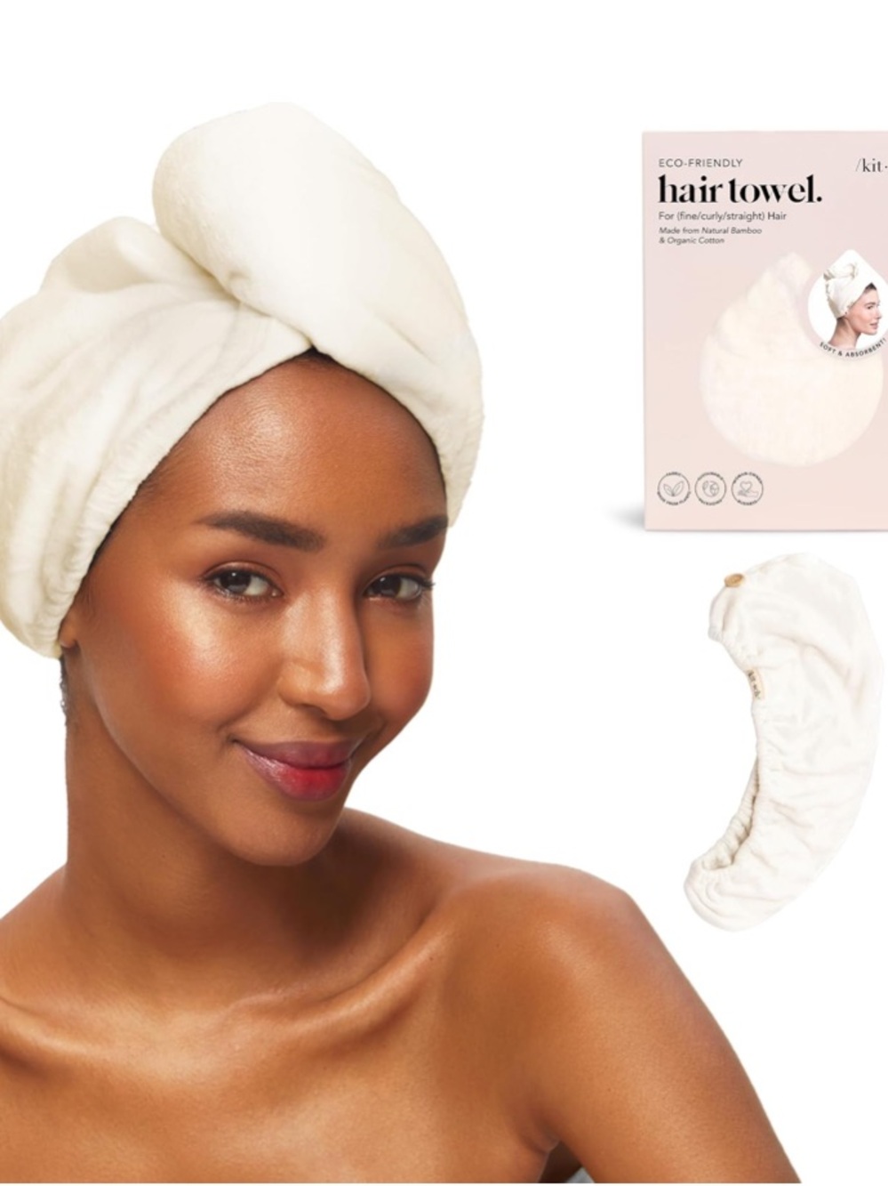 Kitsch Organic Cotton Cream Hair Towel Turban